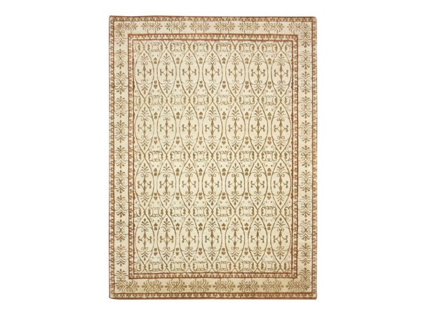 9'x12'3" Ivory with Warm Earth Tone Colors, Persian Influence Design, Shaggy Pile, Hi and Low, Tone on Tone, Pure Wool, Hand Knotted, Oriental Rug HR75947