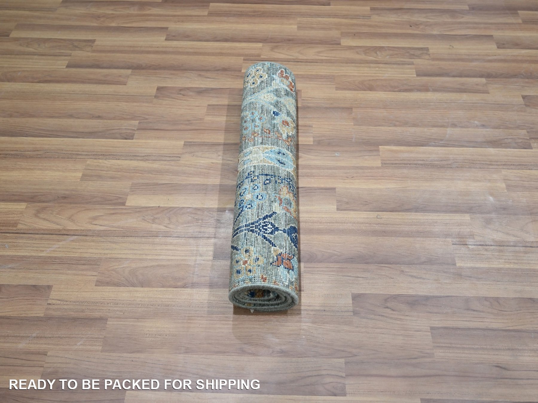 2'x3' Sage Green, Trellis Borderless Garden Design, Agra, Hand Knotted, Hand Spun New Zealand Wool, Mat, Sample, Oriental Rug HR76826 - Image 5
