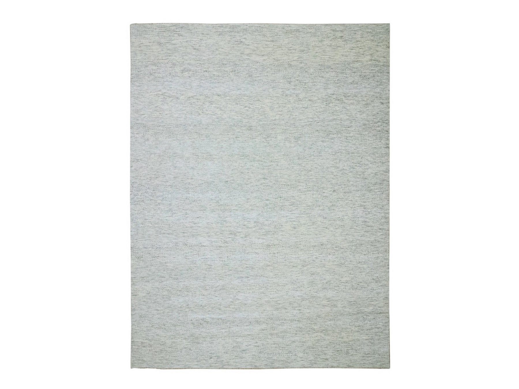 9'2"x12'1" Cloud Gray, Pure Wool, Modern Grass Design, Hand Knotted, Tone on Tone, Lush and Plush, Oriental Rug HR76917