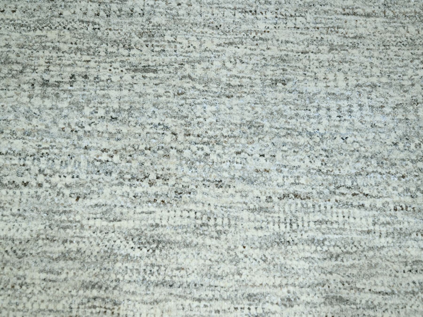 9'2"x12'1" Cloud Gray, Pure Wool, Modern Grass Design, Hand Knotted, Tone on Tone, Lush and Plush, Oriental Rug HR76917 - Image 8