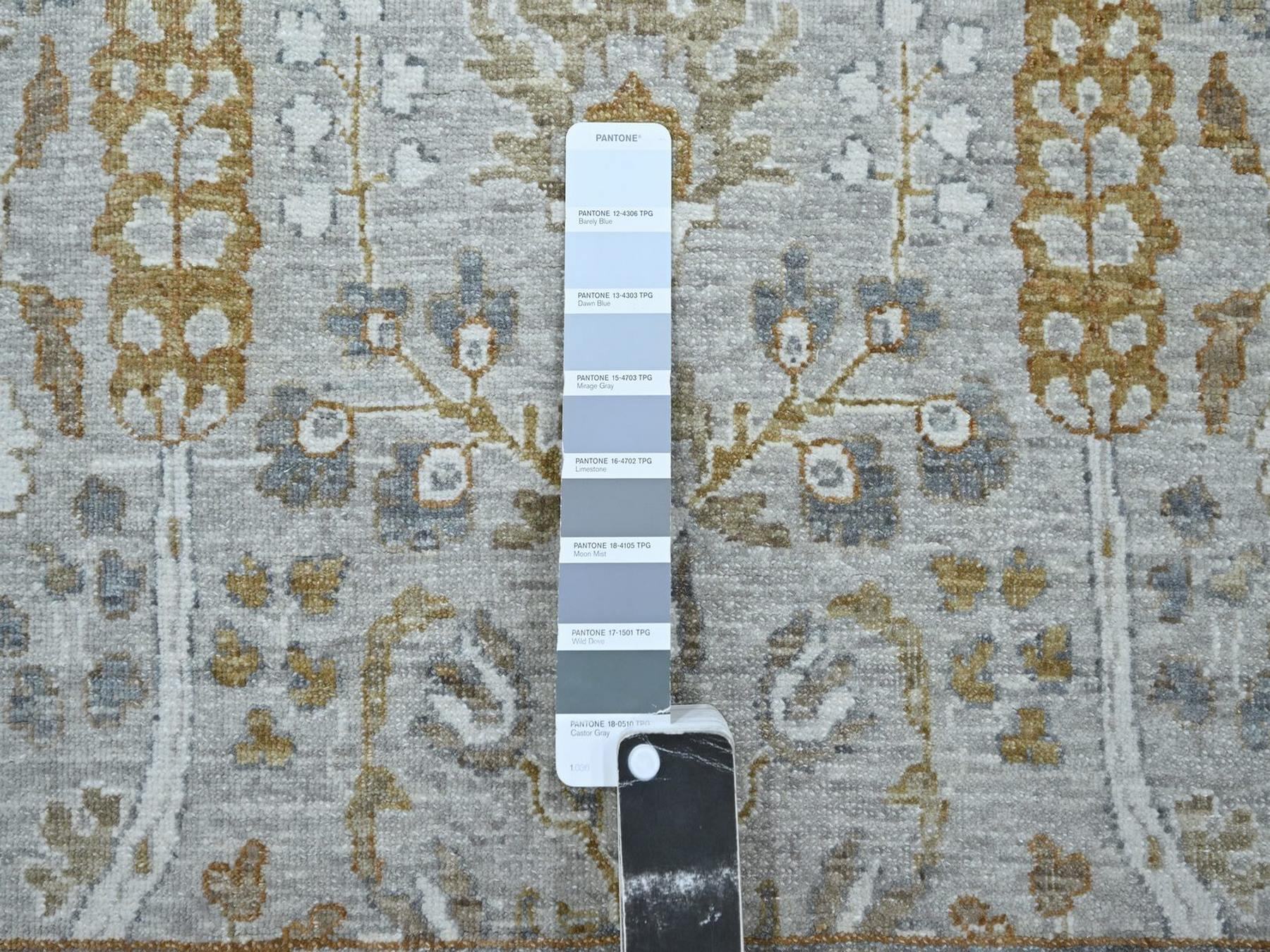 10'x14'2" Spanish Gray, 200 KPSI, Meditation Tree of Life Design, Tone on Tone, Zero Pile, 100% Wool, Densely Woven, Hand Knotted, Oriental Rug HR76995 - Image 7