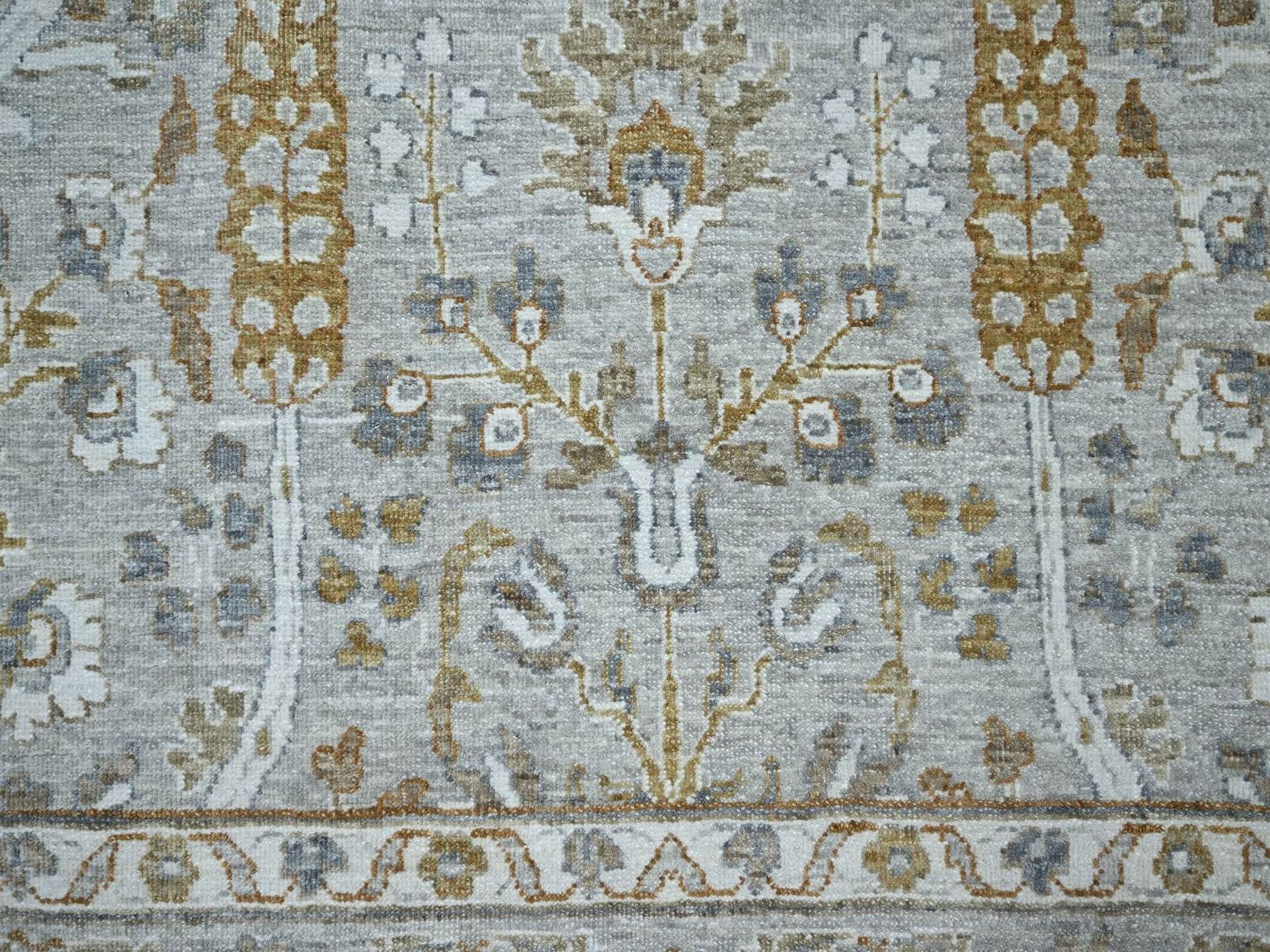 10'x14'2" Spanish Gray, 200 KPSI, Meditation Tree of Life Design, Tone on Tone, Zero Pile, 100% Wool, Densely Woven, Hand Knotted, Oriental Rug HR76995 - Image 8