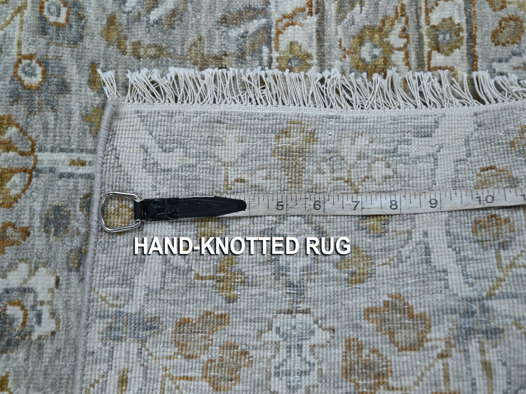 2'x3' Spanish Gray, 200 KPSI, Meditation Tree of Life Design, Tone on Tone, Zero Pile, Hand Knotted, 100% Wool, Densely Woven, Sample, Mat, Oriental Rug HR77002 - Image 4
