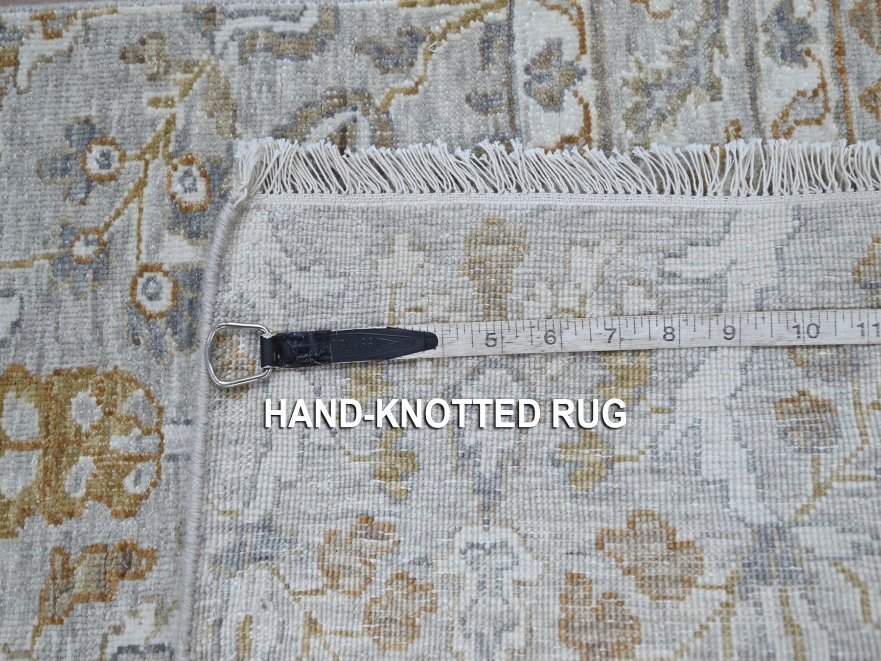 2'x3' Spanish Gray, Zero Pile, 200 KPSI, Meditation Tree of Life Design, Tone on Tone, Densely Woven, Hand Knotted, 100% Wool, Sample, Mat, Oriental Rug HR77003 - Image 4