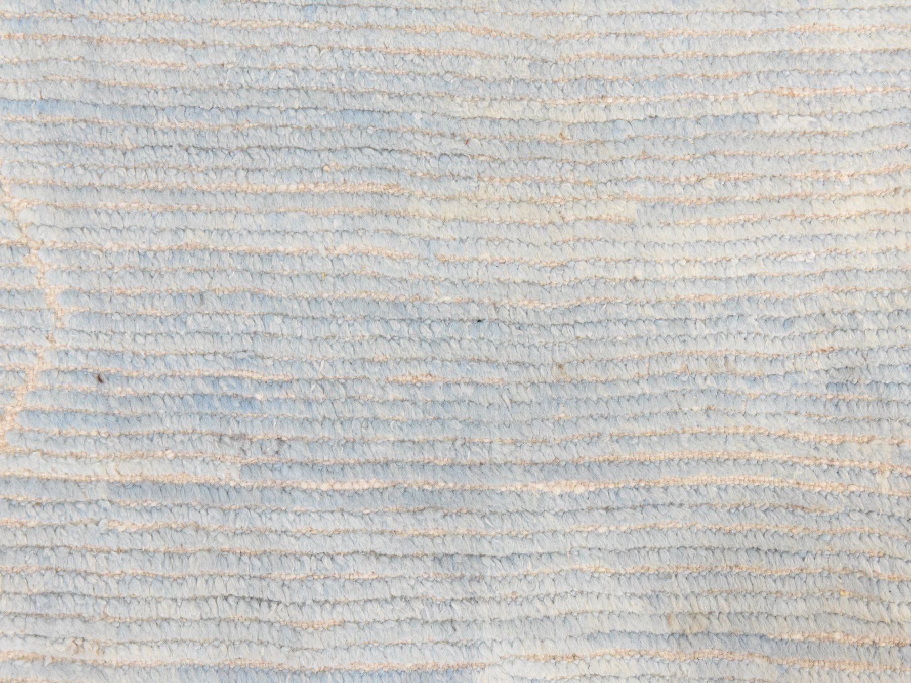 2'4"x24'5" Pearl White, Moroccan Weave with Grid Design, Hand Knotted, Tone on Tone, Textured Pile, Undyed Natural Wool, Extra Long and Narrow Runner, Oriental Rug HR78624 - Image 3