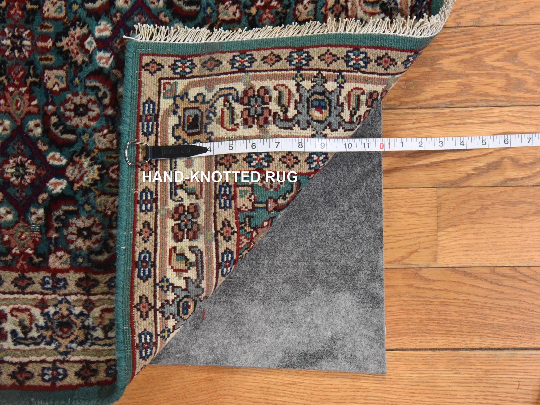 2'5"x9'6" Forest Green, Vintage Indo Bijar Herat with All Over Design, Very Good Condition, Clean, Sides and Ends Professionally Secured, Hand Knotted, Natural Wool, Narrow Runner, Fine Oriental Rug HR78625 - Image 6
