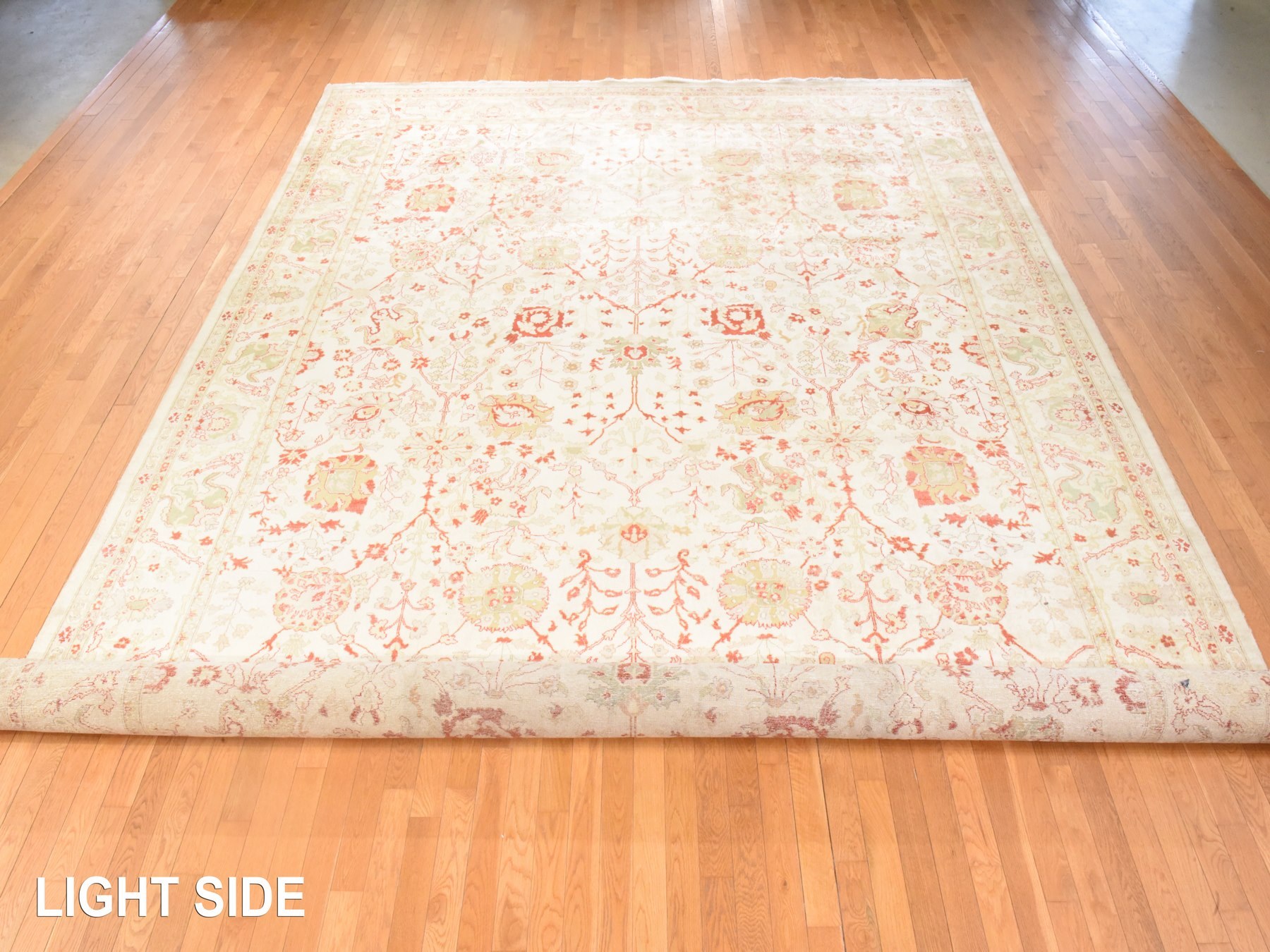 12'x19'1" Chiffon White, Vintage Agra, Extra Large with Vase Tabriz Design, Vegetable Dyes, Hand Knotted, Clean, Very Good Condition, Organic Wool, Oversized, XL, Oriental Rug HR78626 - Image 3