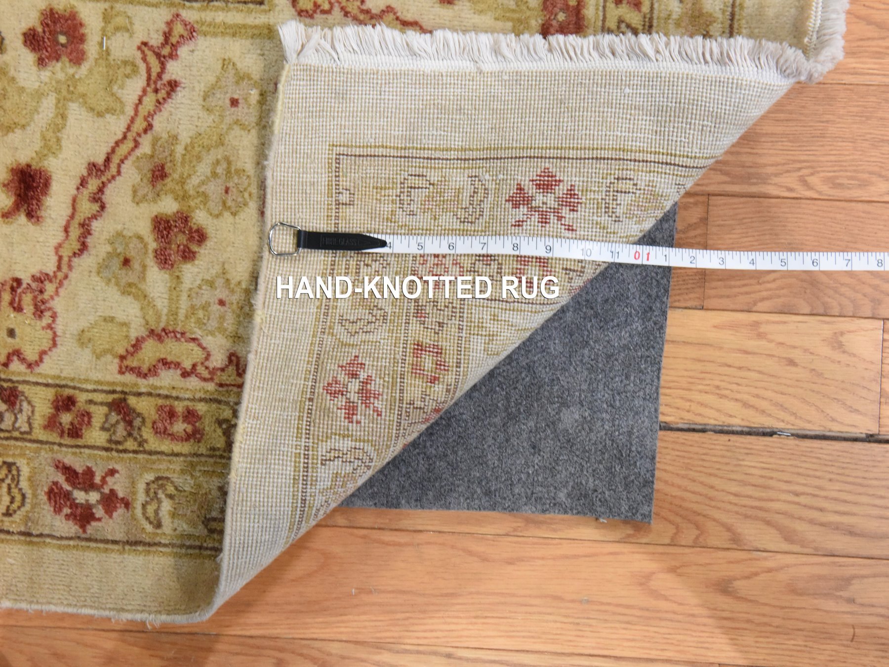 12'x19'1" Chiffon White, Vintage Agra, Extra Large with Vase Tabriz Design, Vegetable Dyes, Hand Knotted, Clean, Very Good Condition, Organic Wool, Oversized, XL, Oriental Rug HR78626 - Image 7