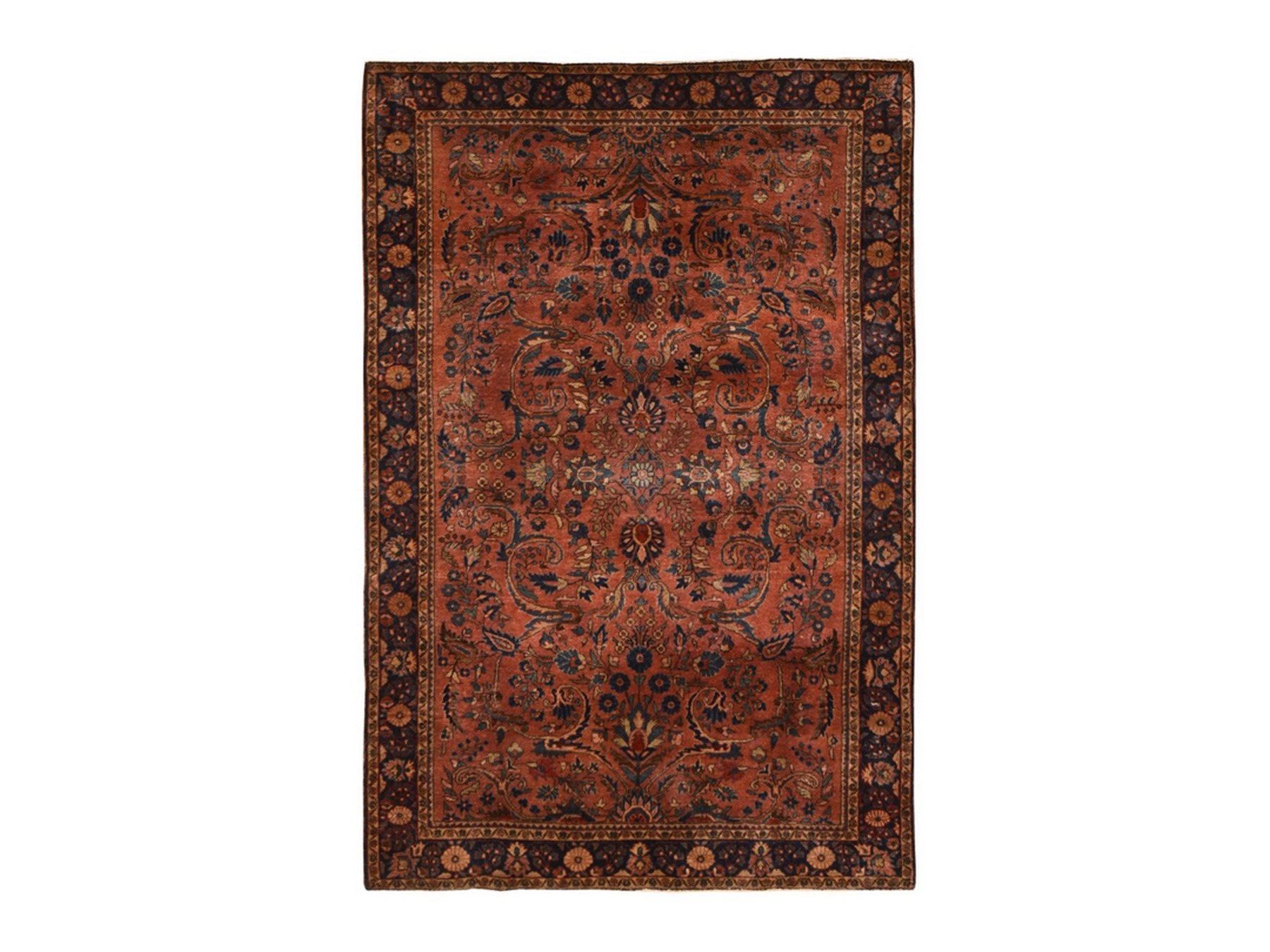 4'3"x6'4" Caramel Brown, Antique Persian Sarouk, Excellent Condition, Full Pile and Soft, Hand Knotted, 100% Wool, Oriental Rug HR78633