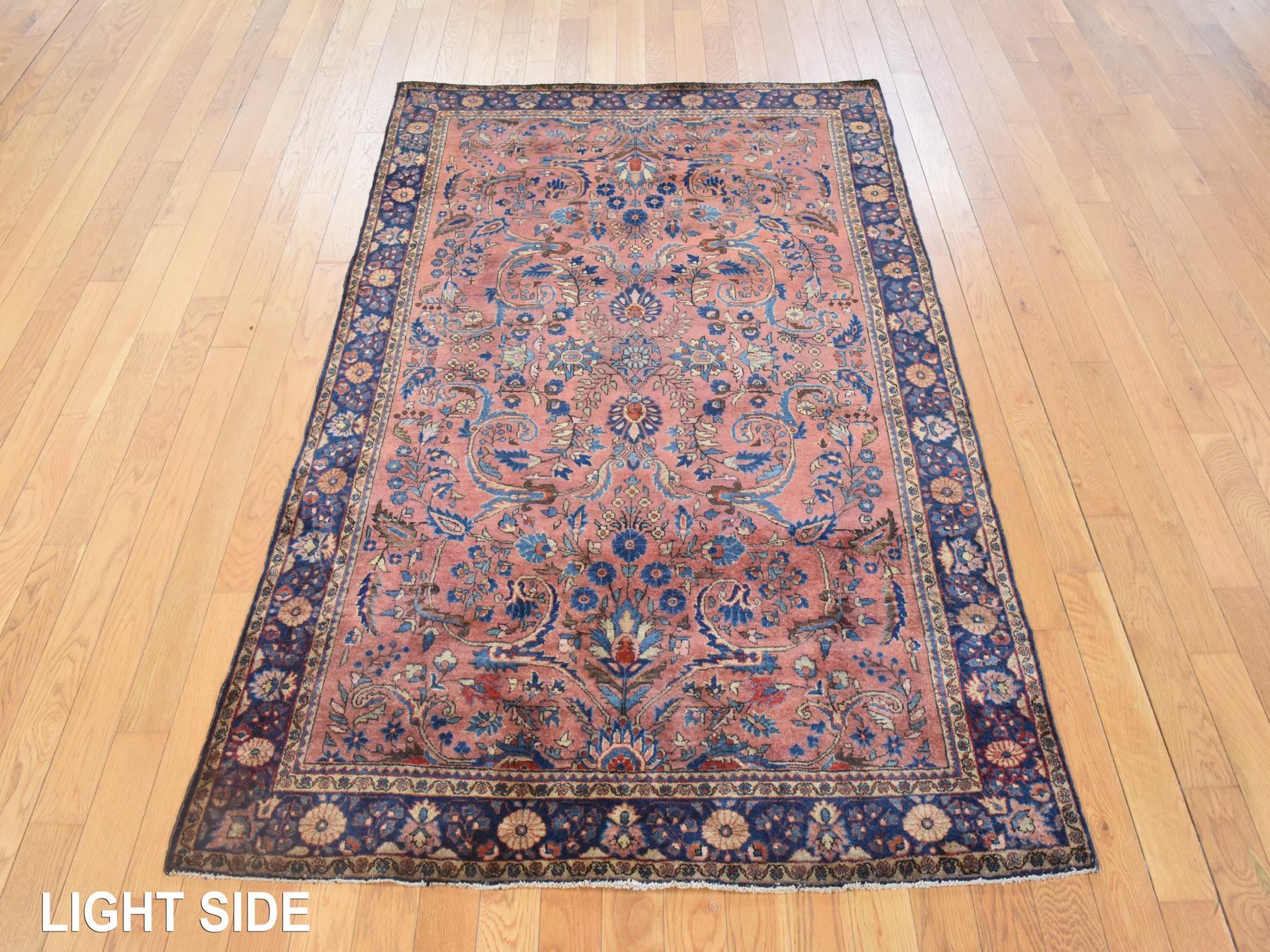 4'3"x6'4" Caramel Brown, Antique Persian Sarouk, Excellent Condition, Full Pile and Soft, Hand Knotted, 100% Wool, Oriental Rug HR78633 - Image 3