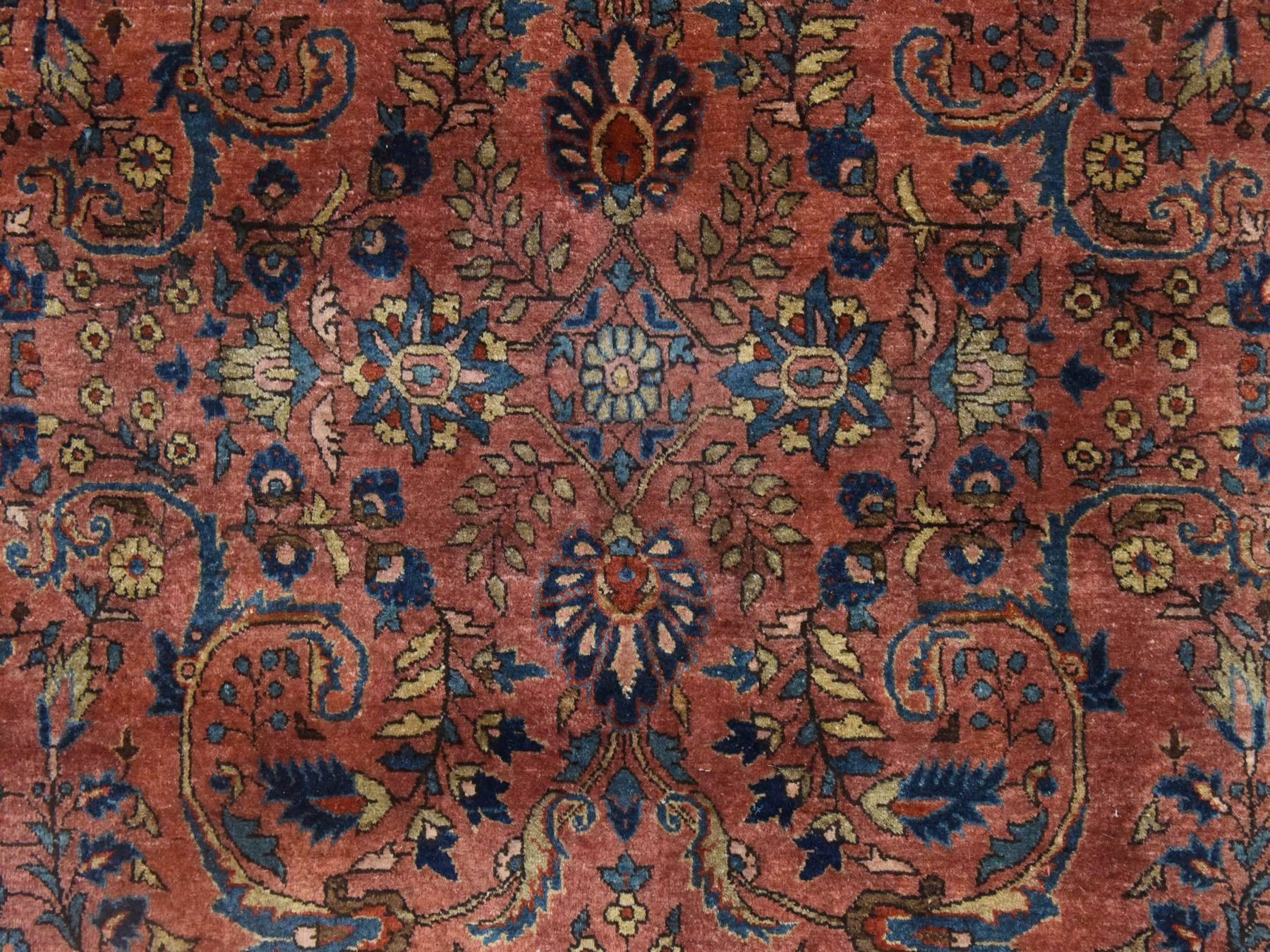 4'3"x6'4" Caramel Brown, Antique Persian Sarouk, Excellent Condition, Full Pile and Soft, Hand Knotted, 100% Wool, Oriental Rug HR78633 - Image 4