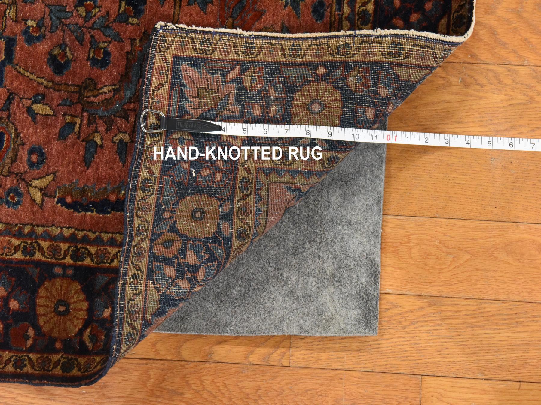 4'3"x6'4" Caramel Brown, Antique Persian Sarouk, Excellent Condition, Full Pile and Soft, Hand Knotted, 100% Wool, Oriental Rug HR78633 - Image 6