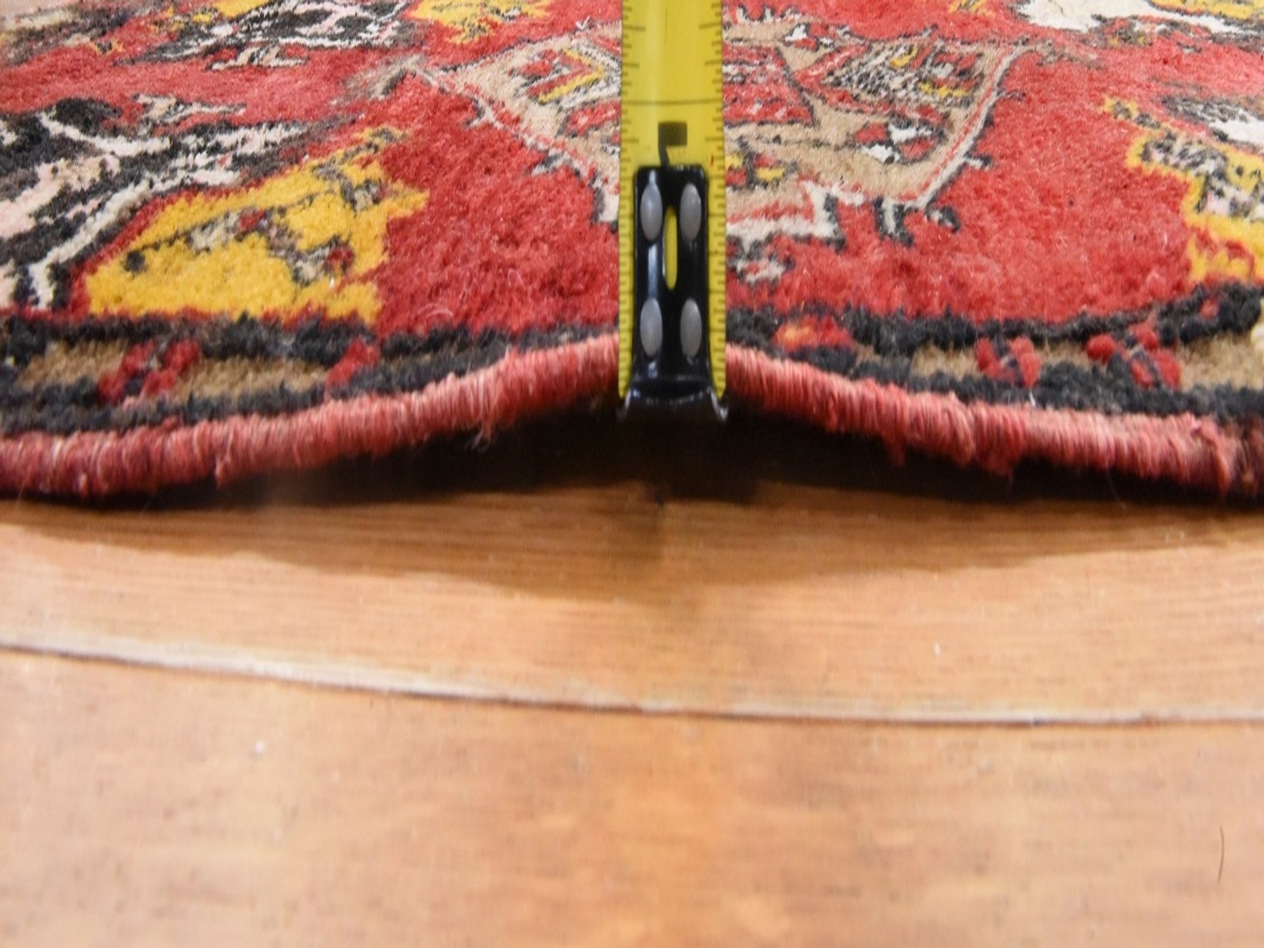 1'8"x3'7" Crimson Red, Antique Turkish Oushak, Medallion Design, Hand Knotted, 100% Wool, Mat, Oriental Rug HR78652 - Image 7