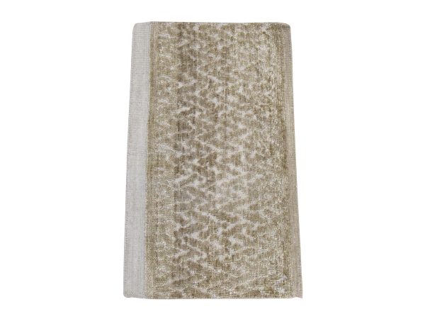 1'3"x2' Beaver Brown, Real Silk with Oxidized Wool, Tone on Tone Modern Design, Hand Knotted, Mat Sample, Oriental Rug HR78663