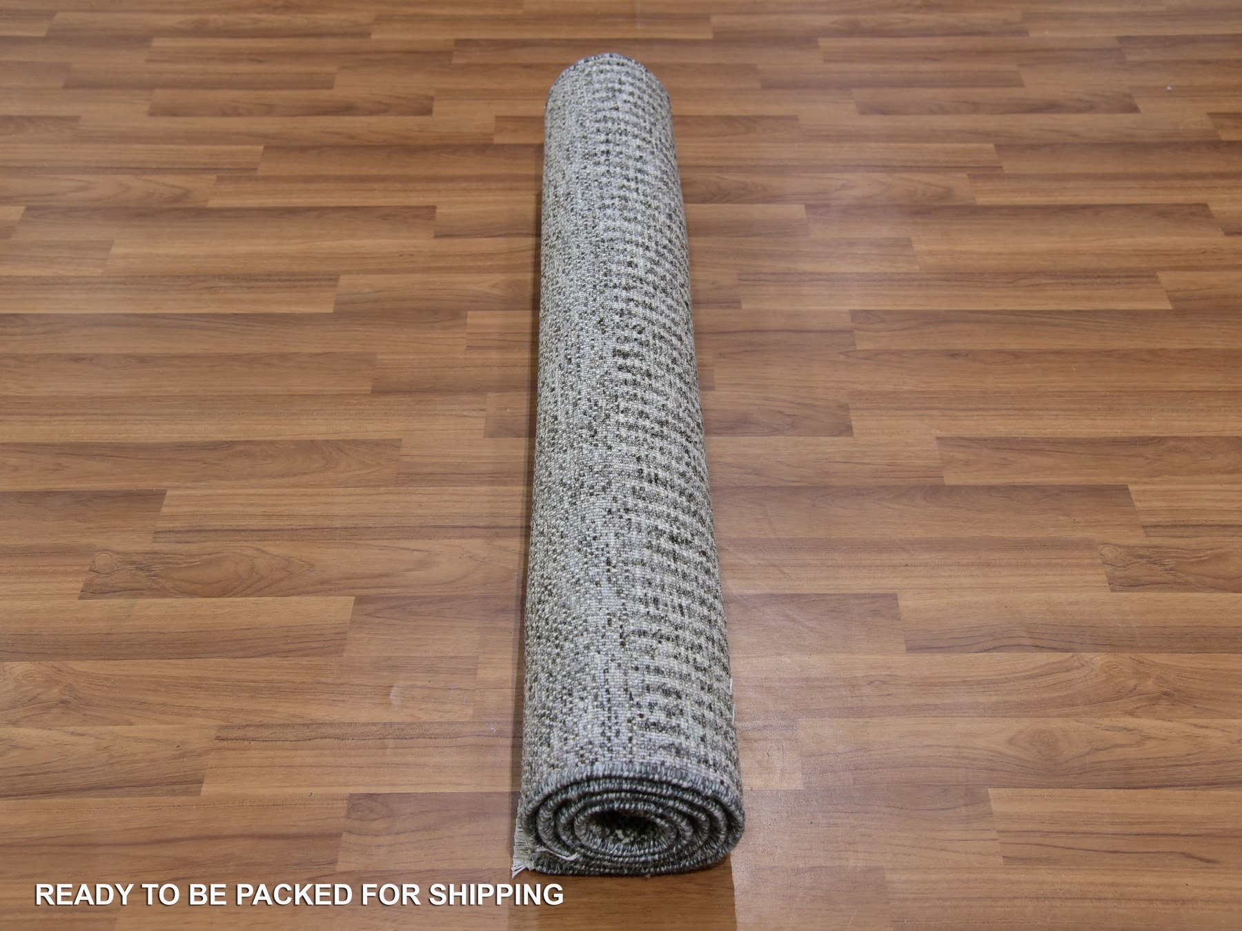3'1"x5' Pebble and Gainsboro Gray, Modern Grass Design, Tone on Tone, Undyed 100% Wool, Hand Knotted, Oriental Rug HR79604 - Image 4