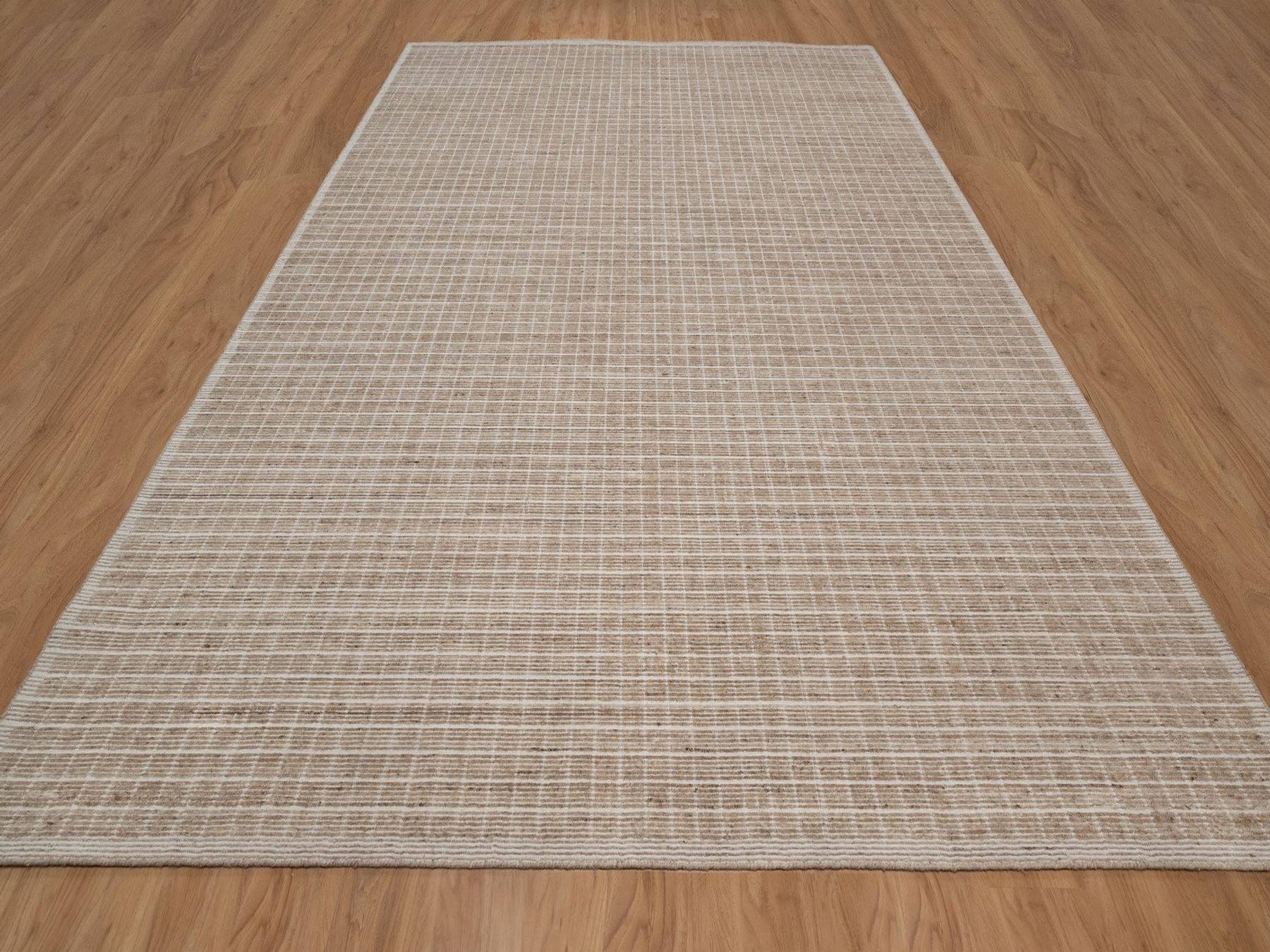 10'2"x14' Sand Brown, Modern Plain Decor Box Design, Soft to Touch, Loomed Knotted, 100% Wool, Oriental Rug HR91698 - Image 2