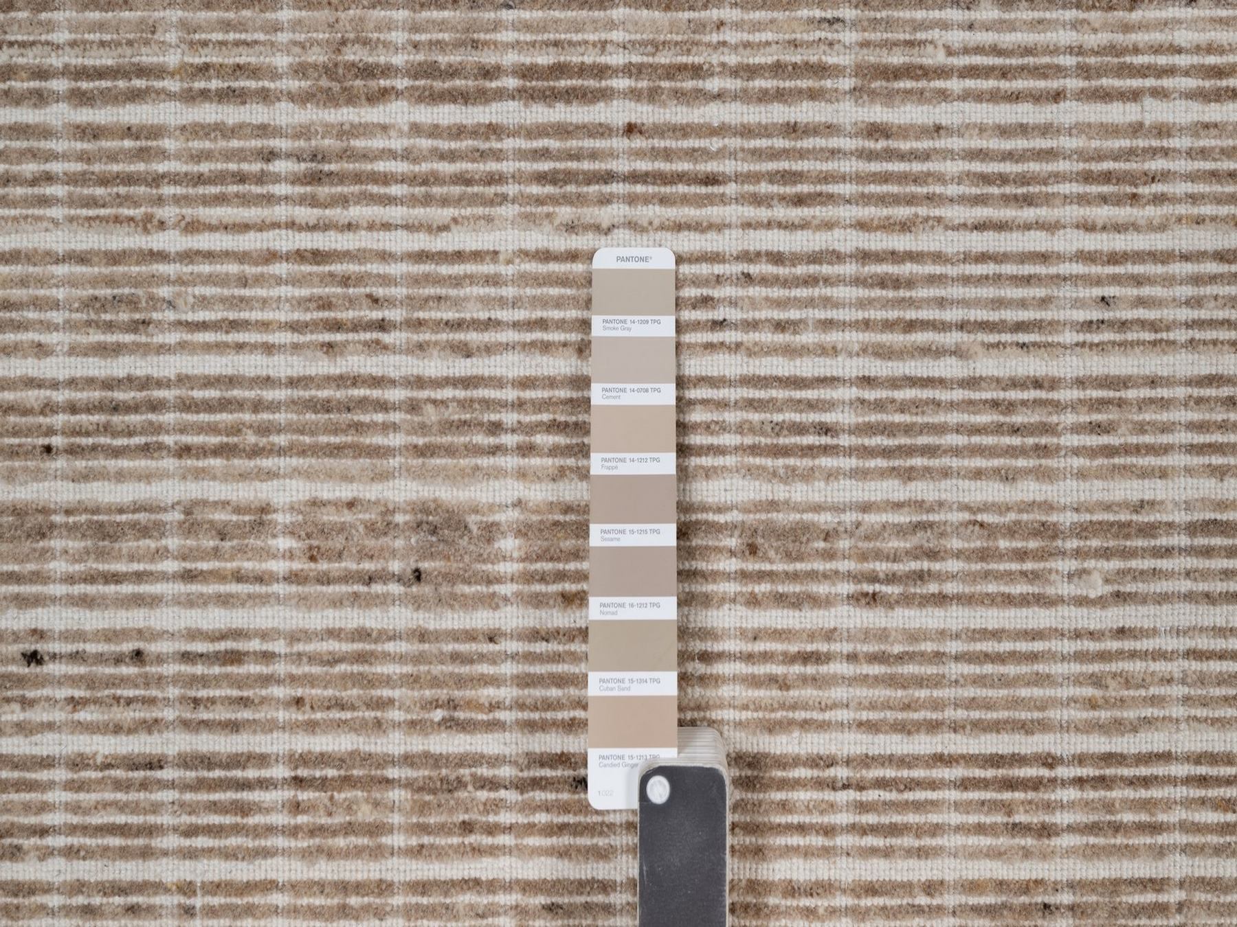 10'2"x14' Sand Brown, Modern Plain Decor Box Design, Soft to Touch, Loomed Knotted, 100% Wool, Oriental Rug HR91698 - Image 7