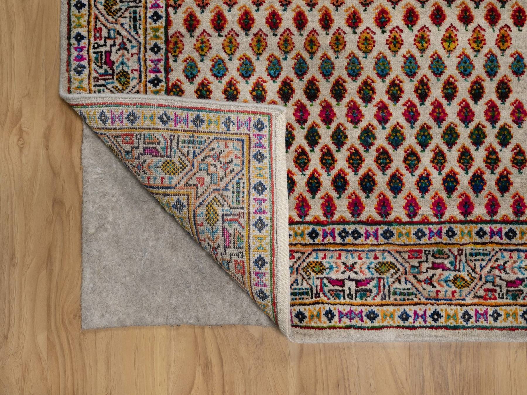 3'x5' Colorful, Hand Knotted, Sarouk Mir Inspired with Repetitive Boteh Design, Wool and Sari Silk, Oriental Rug HR92599 - Image 3