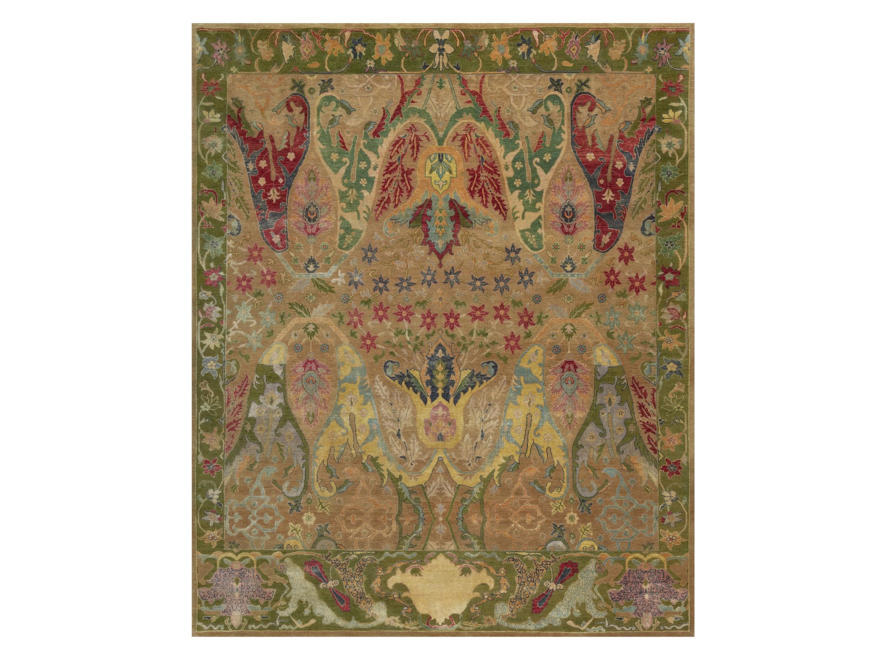 8'2"x10'1" Dijon Brown, Antiqued Persian Bijar Garus Design, Vegetable Dyes, Hand Knotted, Wool & Silk, Oriental Rug HR92601