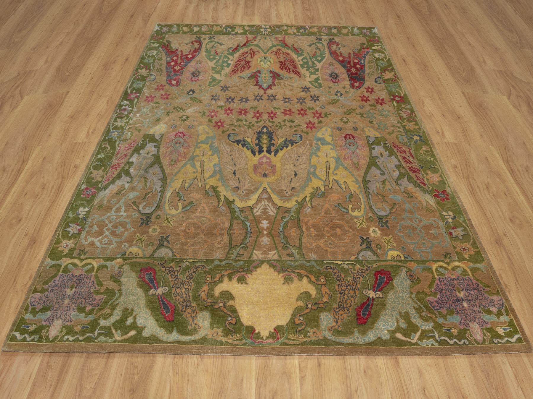 8'2"x10'1" Dijon Brown, Antiqued Persian Bijar Garus Design, Vegetable Dyes, Hand Knotted, Wool & Silk, Oriental Rug HR92601 - Image 2