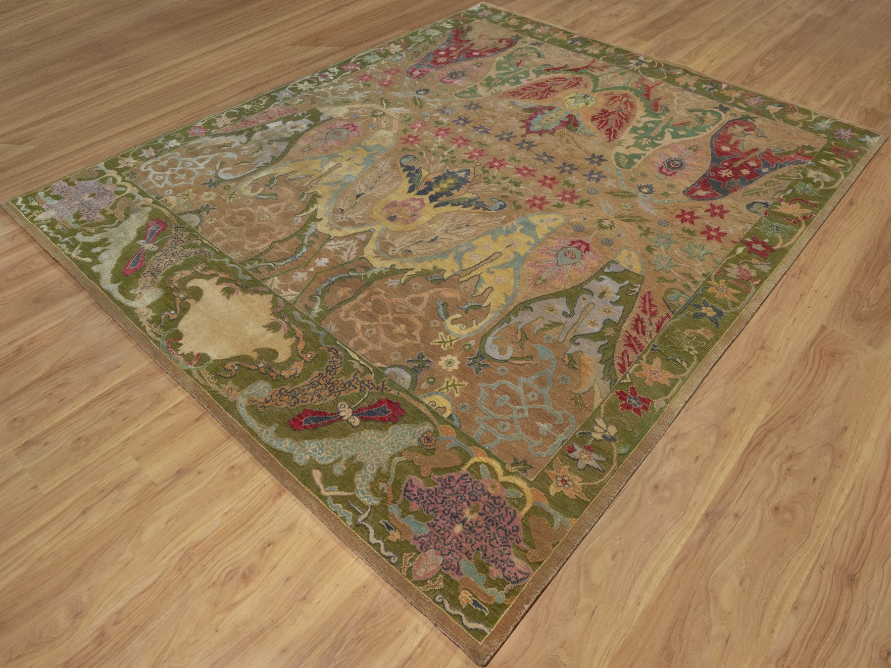 8'2"x10'1" Dijon Brown, Antiqued Persian Bijar Garus Design, Vegetable Dyes, Hand Knotted, Wool & Silk, Oriental Rug HR92601 - Image 3
