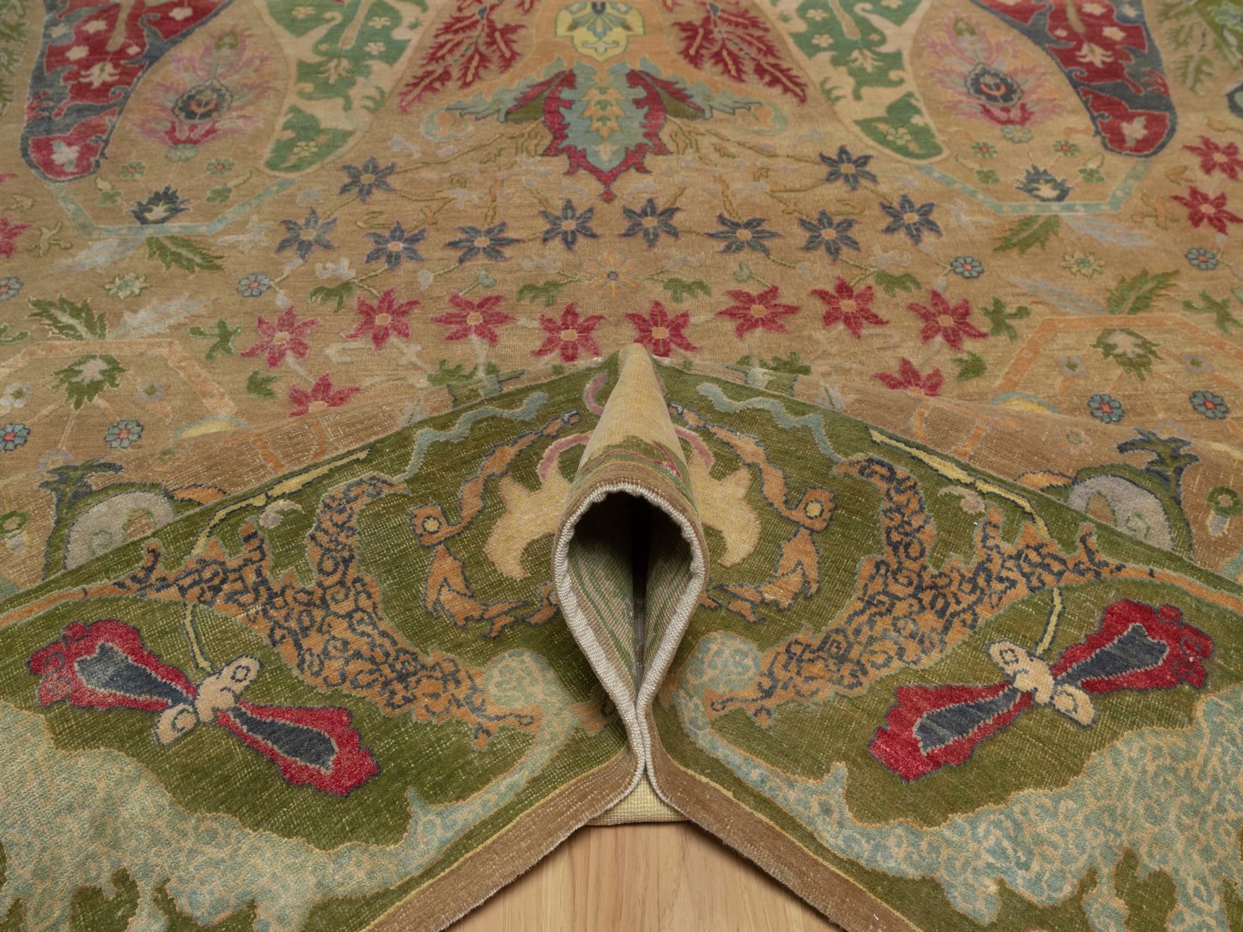 8'2"x10'1" Dijon Brown, Antiqued Persian Bijar Garus Design, Vegetable Dyes, Hand Knotted, Wool & Silk, Oriental Rug HR92601 - Image 5