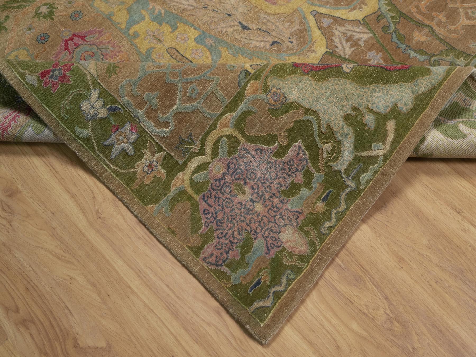 8'2"x10'1" Dijon Brown, Antiqued Persian Bijar Garus Design, Vegetable Dyes, Hand Knotted, Wool & Silk, Oriental Rug HR92601 - Image 6