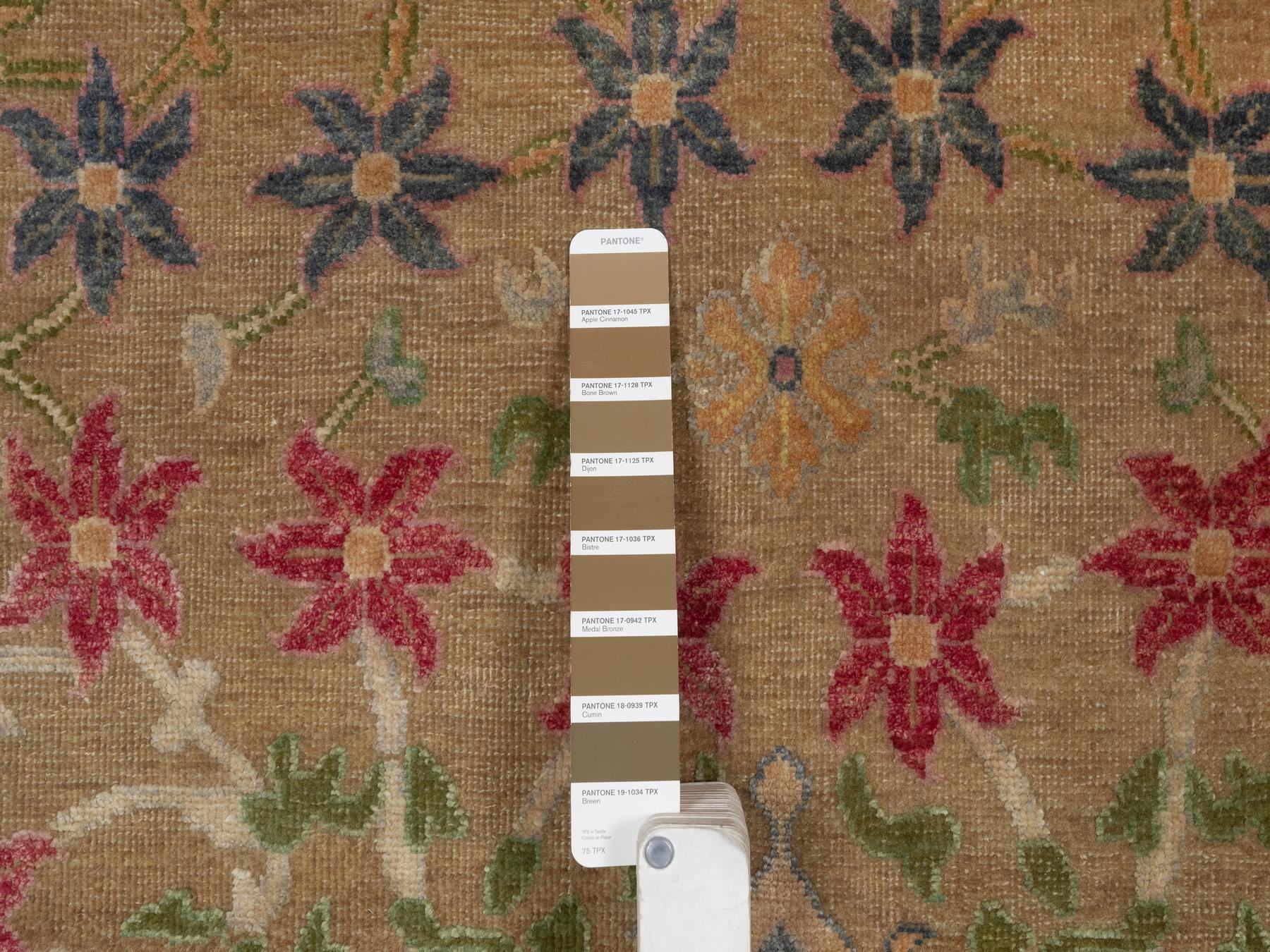 8'2"x10'1" Dijon Brown, Antiqued Persian Bijar Garus Design, Vegetable Dyes, Hand Knotted, Wool & Silk, Oriental Rug HR92601 - Image 7
