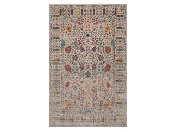 11'7"x18'3" Swan White, Directional Vase Design, Silk with Textured Wool, Hand Knotted, XL, Oversized, Oriental Rug HR92606
