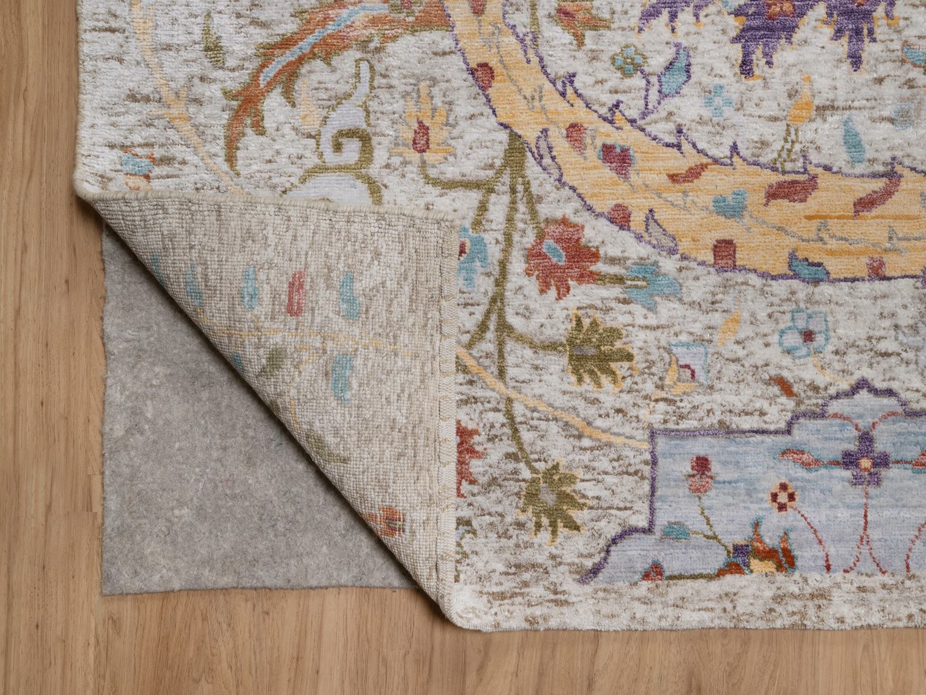 9'10"x14'2" Ivory and Brown, Colorful Sickle Leaf Design, Hand Knotted, Silk with Textured Wool, Oriental Rug HR92620 - Image 4