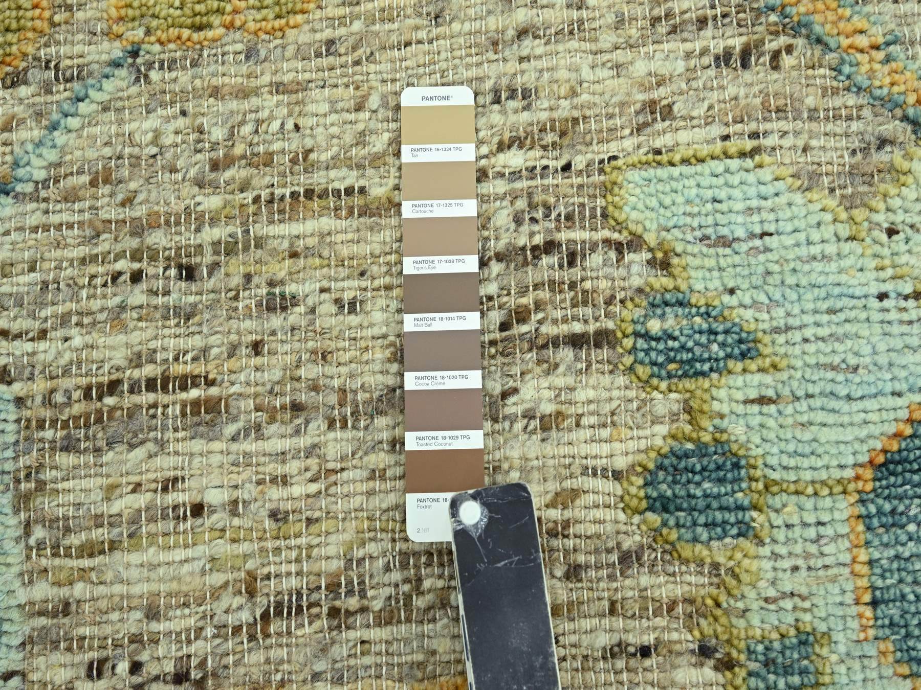 12'3"x18' Tan Brown, Oushak with Exposed Warps, Oxidized and Distressed, Pure Wool, Hand Knotted, Oversized, XL, Oriental Rug HR77004 - Image 7