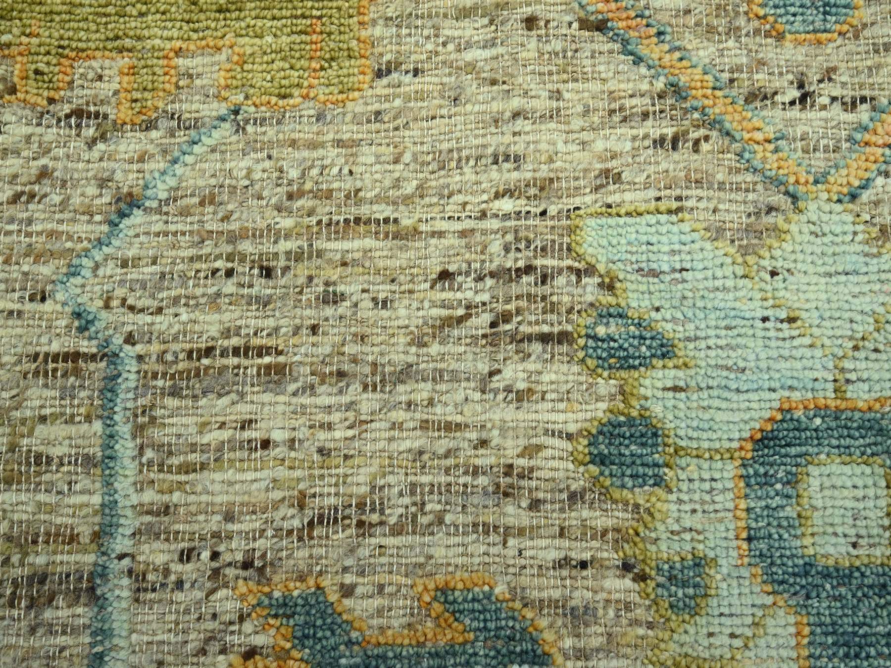 12'3"x18' Tan Brown, Oushak with Exposed Warps, Oxidized and Distressed, Pure Wool, Hand Knotted, Oversized, XL, Oriental Rug HR77004 - Image 8