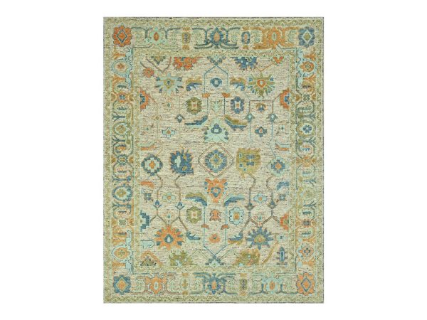 12'2"x14'10" Tan Brown, Oushak with Exposed Warps, Oxidized and Distressed, Hand Knotted, Pure Wool, Oversized, XL, Oriental Rug HR77005