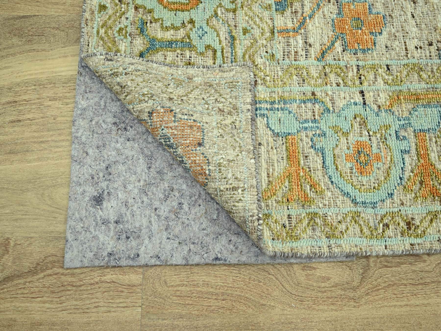 10'2"x14'2" Tan Brown, Hand Knotted, Oushak with Exposed Warps, Oxidized and Distressed, Pure Wool, Oriental Rug HR77006 - Image 4