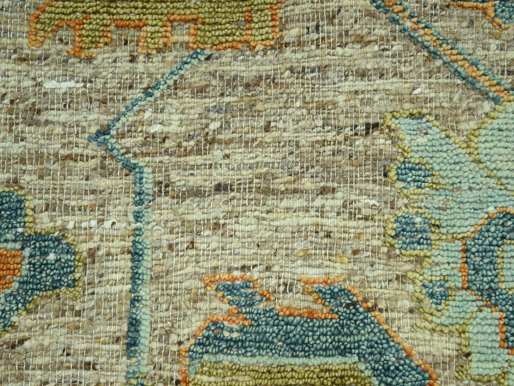 10'2"x14'2" Tan Brown, Hand Knotted, Oushak with Exposed Warps, Oxidized and Distressed, Pure Wool, Oriental Rug HR77006 - Image 8