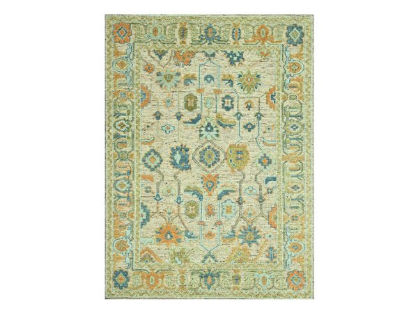 9'3"x12'2" Tan Brown, Oushak with Exposed Warps, Oxidized and Distressed, Hand Knotted, Pure Wool, Oriental Rug HR77008