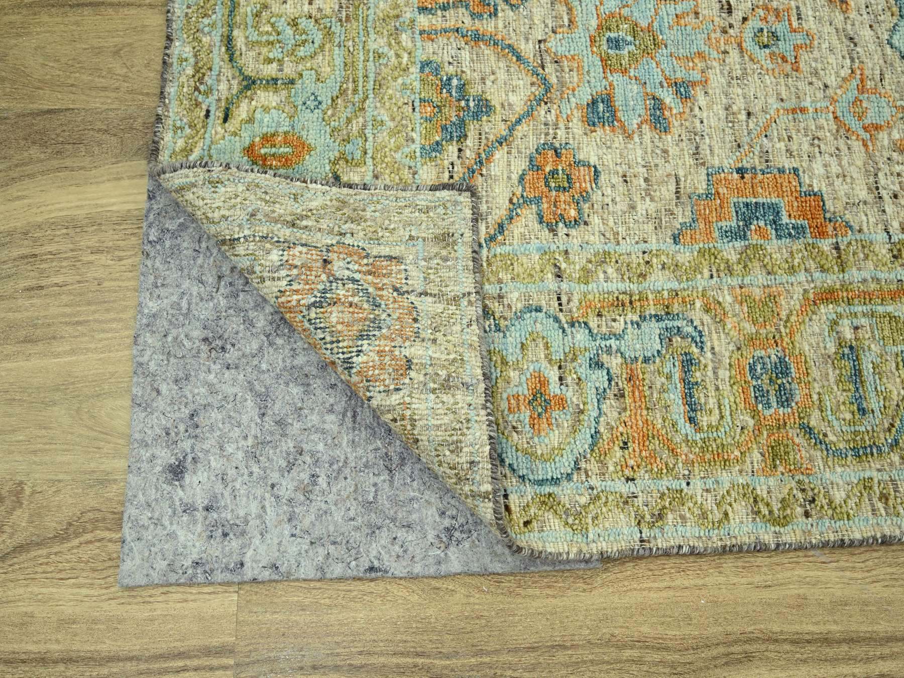 9'2"x12' Tan Brown, Hand Knotted, Oushak with Exposed Warps, Oxidized and Distressed, Pure Wool, Oriental Rug HR77009 - Image 4