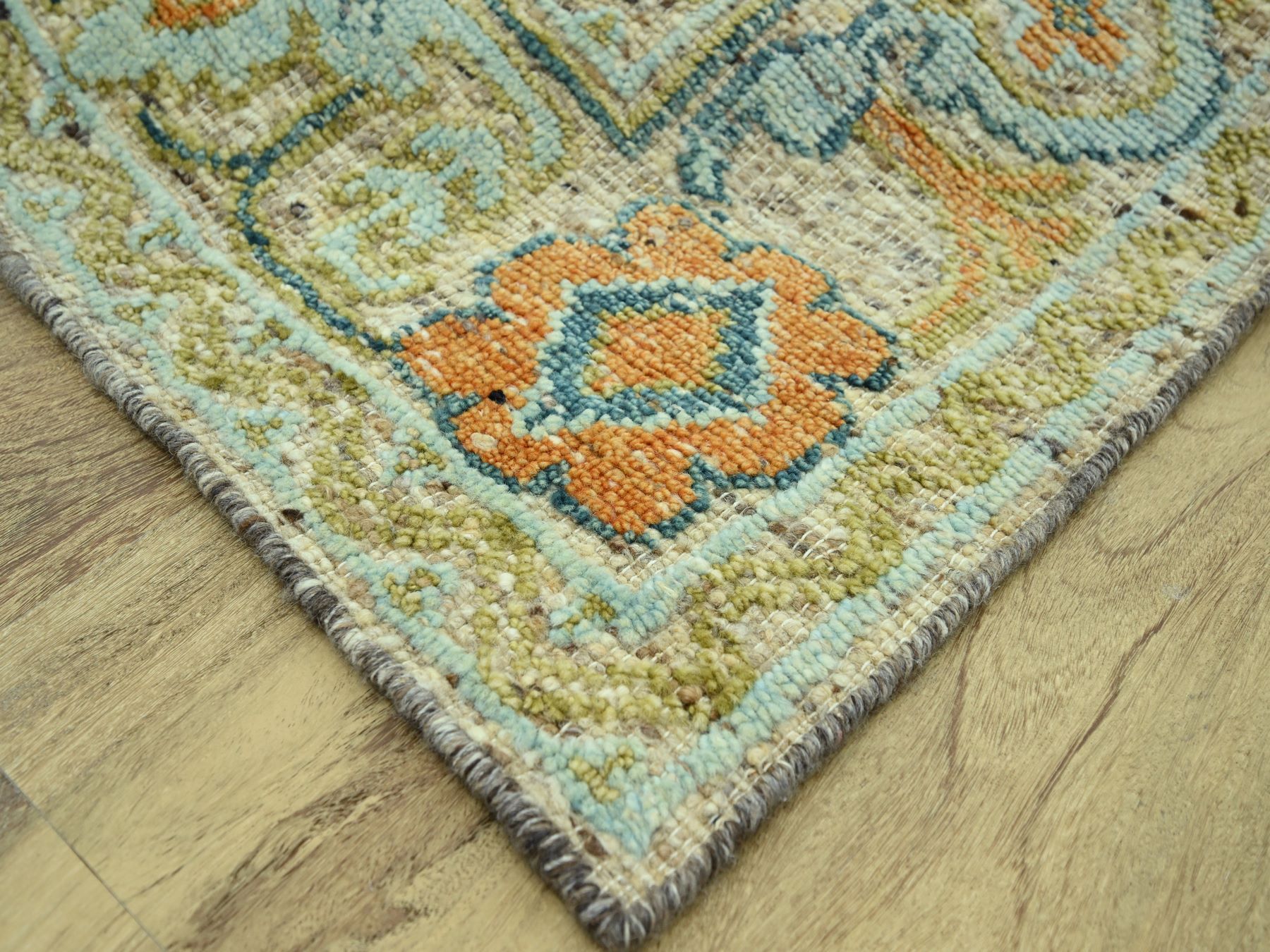 9'2"x12' Tan Brown, Hand Knotted, Oushak with Exposed Warps, Oxidized and Distressed, Pure Wool, Oriental Rug HR77009 - Image 6