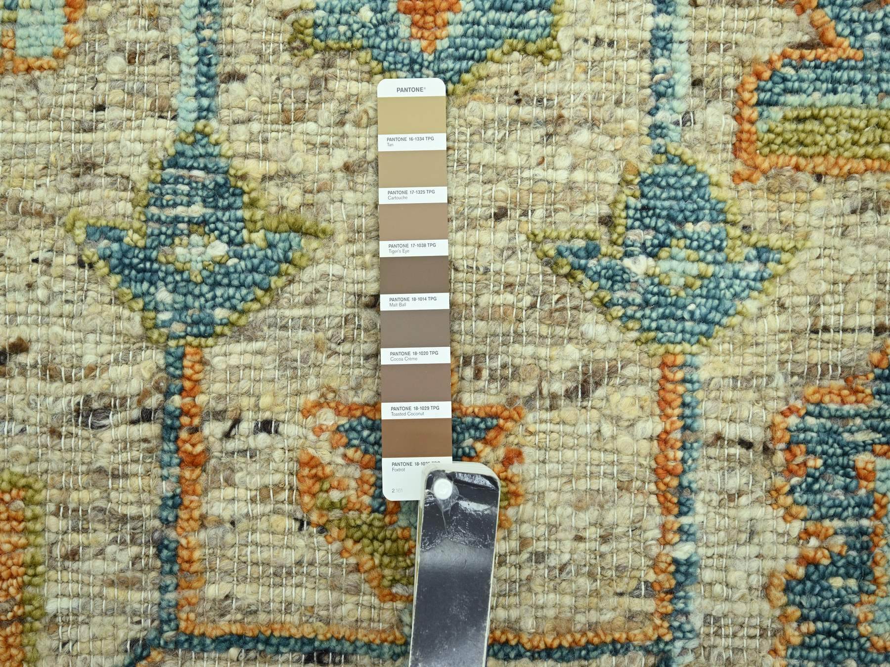 9'2"x12' Tan Brown, Hand Knotted, Oushak with Exposed Warps, Oxidized and Distressed, Pure Wool, Oriental Rug HR77009 - Image 7