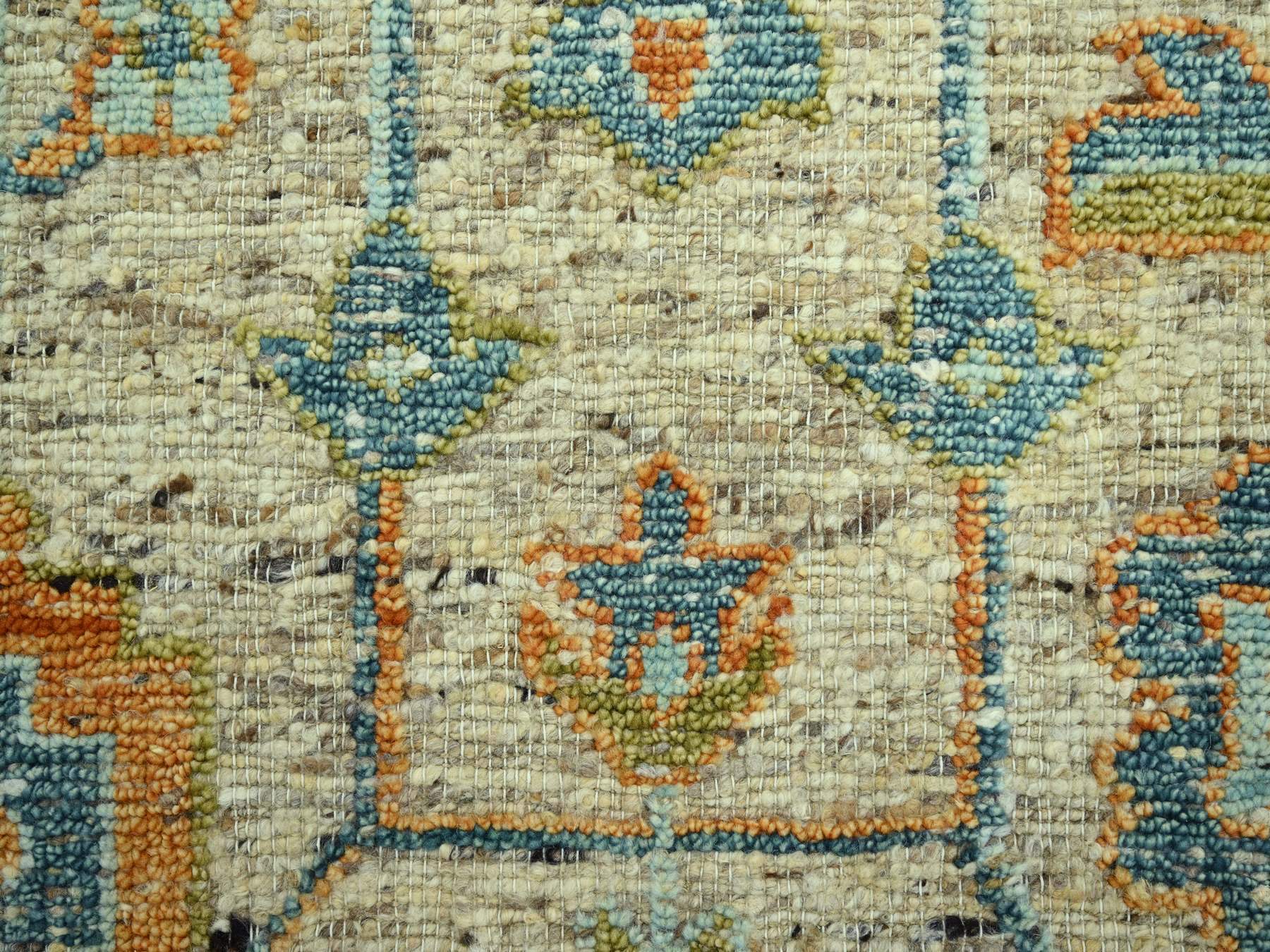 9'2"x12' Tan Brown, Hand Knotted, Oushak with Exposed Warps, Oxidized and Distressed, Pure Wool, Oriental Rug HR77009 - Image 8