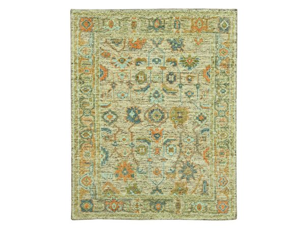 8'1"x10' Tan Brown, Oushak with Exposed Warps, Oxidized and Distressed, Hand Knotted, Pure Wool, Oriental Rug HR77012