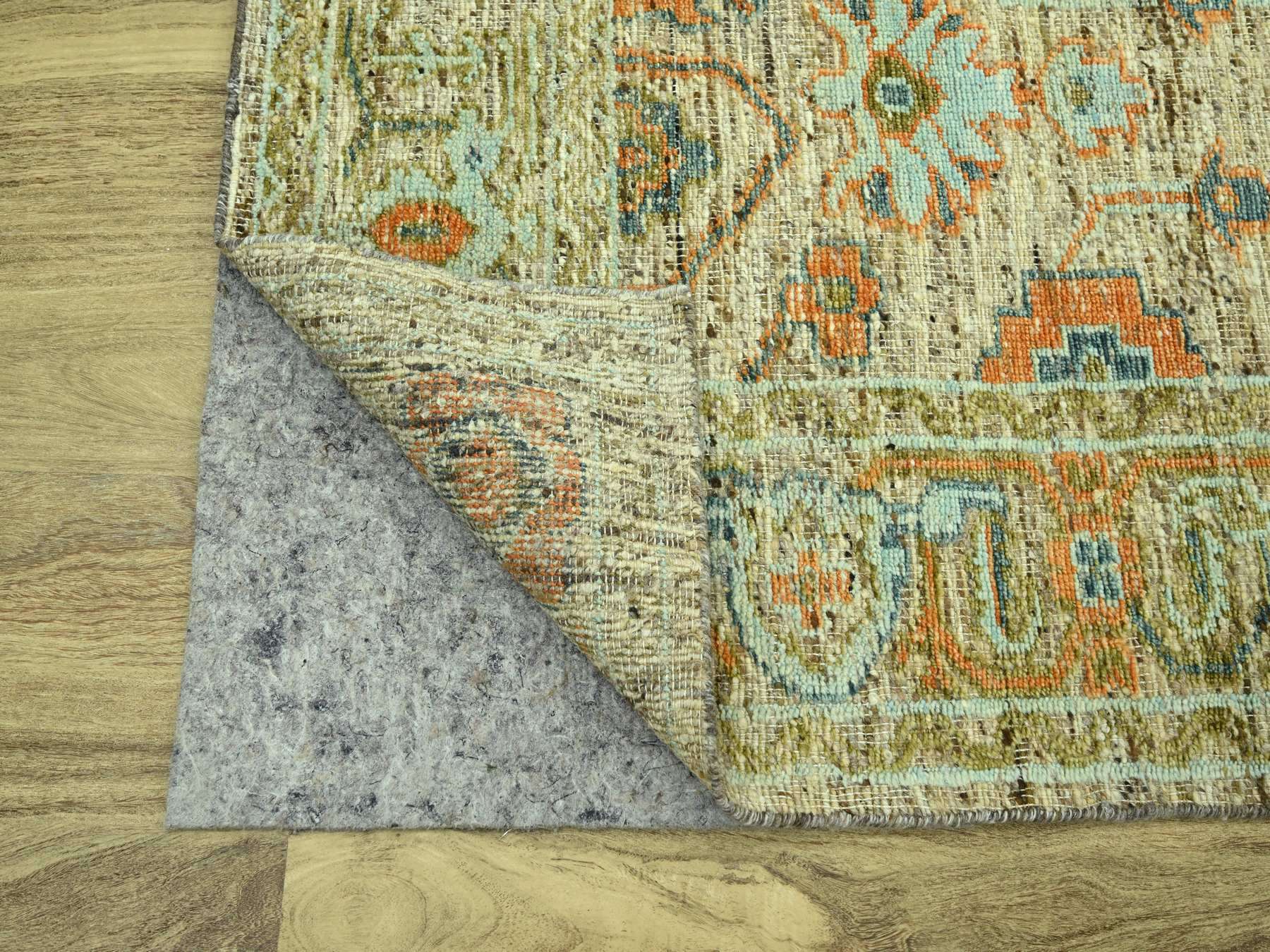 8'1"x10' Tan Brown, Oushak with Exposed Warps, Oxidized and Distressed, Hand Knotted, Pure Wool, Oriental Rug HR77012 - Image 4