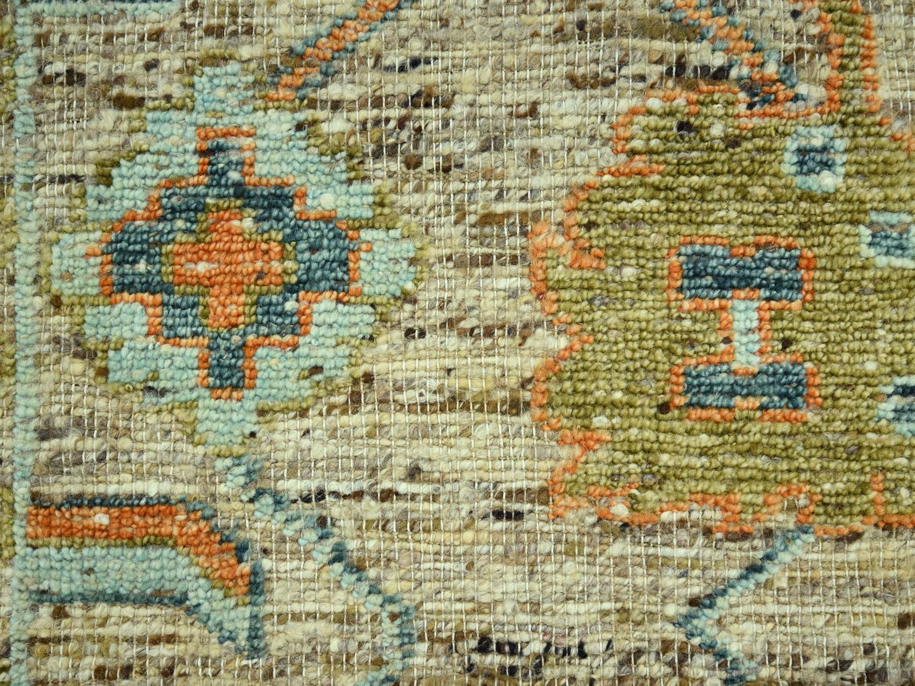 8'1"x10' Tan Brown, Oushak with Exposed Warps, Oxidized and Distressed, Hand Knotted, Pure Wool, Oriental Rug HR77012 - Image 8