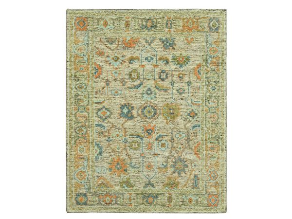 8'x10' Tan Brown, Hand Knotted, Oushak with Exposed Warps, Oxidized and Distressed, Pure Wool, Oriental Rug HR77013