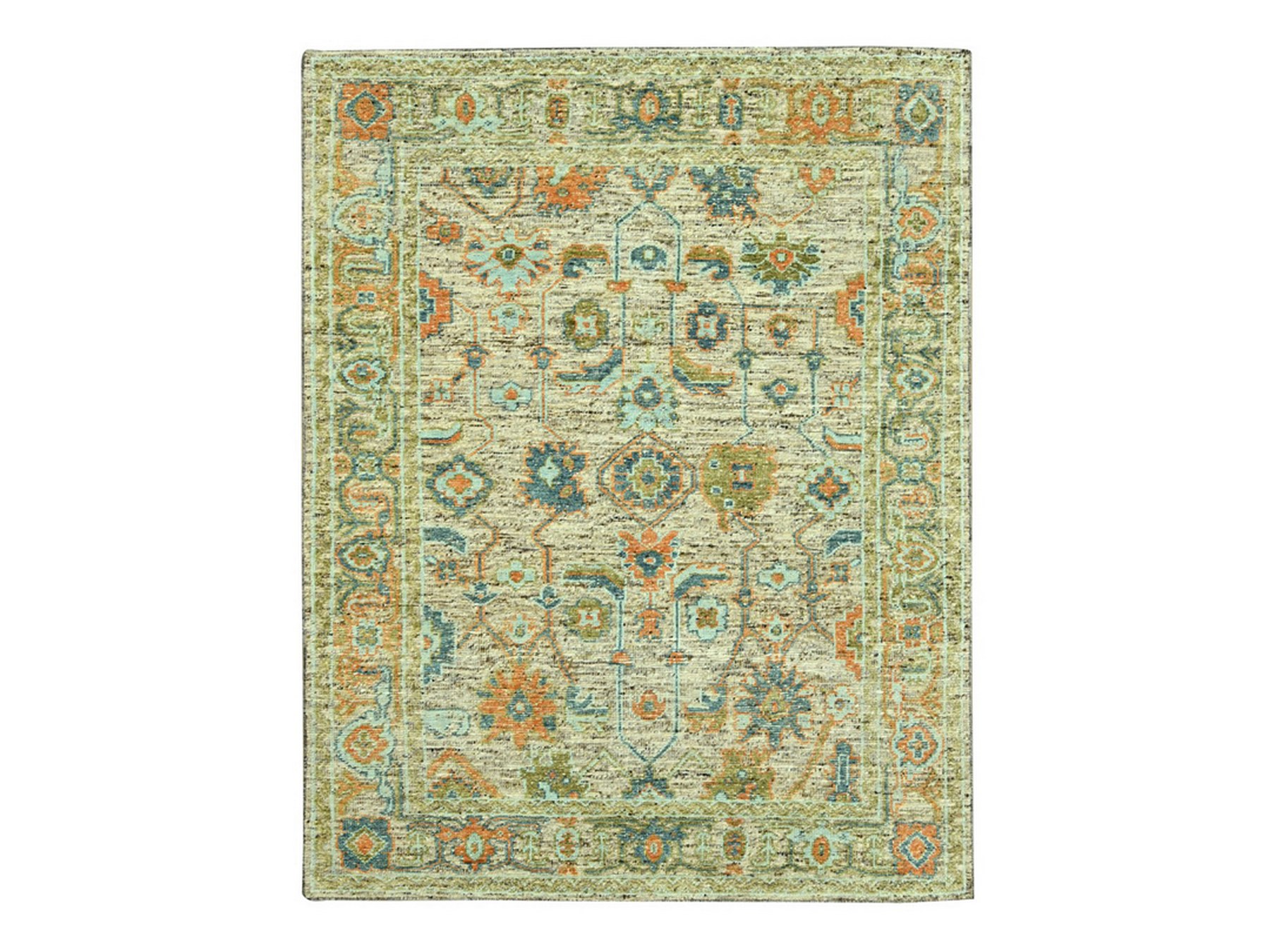 8'1"x10'3" Tan Brown, Oushak with Exposed Warps, Oxidized and Distressed, Pure Wool, Hand Knotted, Oriental Rug HR77014