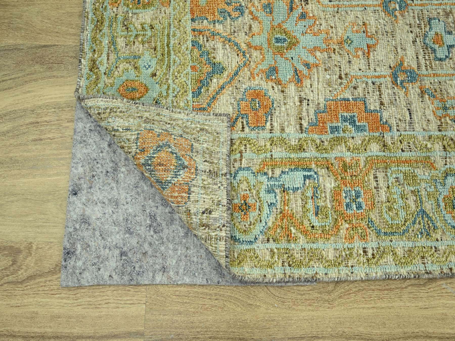8'1"x10'3" Tan Brown, Oushak with Exposed Warps, Oxidized and Distressed, Pure Wool, Hand Knotted, Oriental Rug HR77014 - Image 4