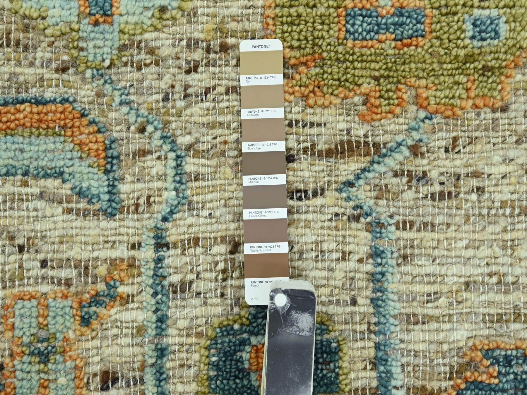 8'1"x10'3" Tan Brown, Oushak with Exposed Warps, Oxidized and Distressed, Pure Wool, Hand Knotted, Oriental Rug HR77014 - Image 7