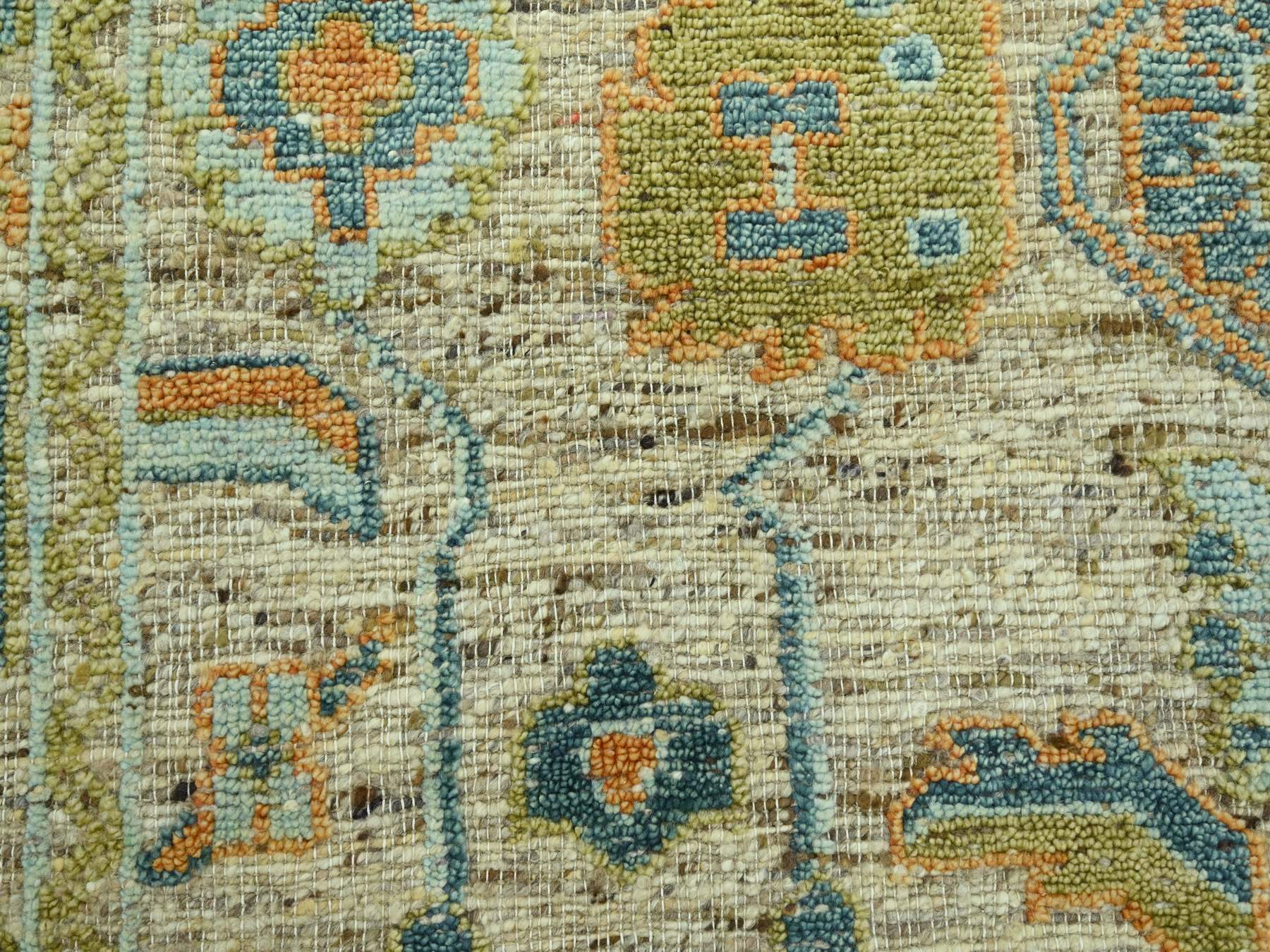 8'1"x10'3" Tan Brown, Oushak with Exposed Warps, Oxidized and Distressed, Pure Wool, Hand Knotted, Oriental Rug HR77014 - Image 8