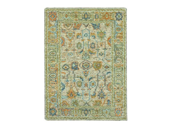 6'2"x9'1" Tan Brown, Hand Knotted, Oushak with Exposed Warps, Oxidized and Distressed, Pure Wool, Oriental Rug HR77015