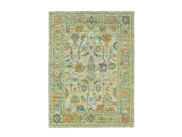 6'1"x9'3" Tan Brown, Oushak with Exposed Warps, Oxidized and Distressed, Hand Knotted, Pure Wool, Oriental Rug HR77016